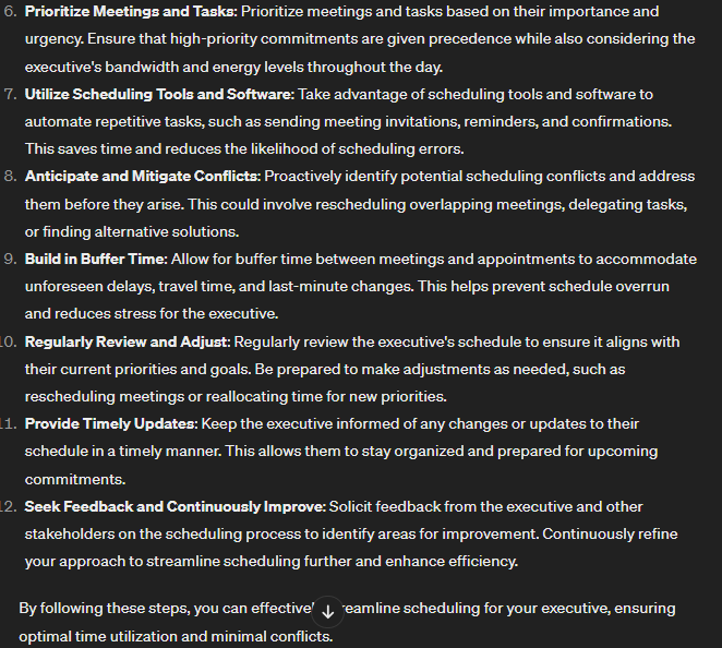 example image of using chatGPT for executive assistant part-2